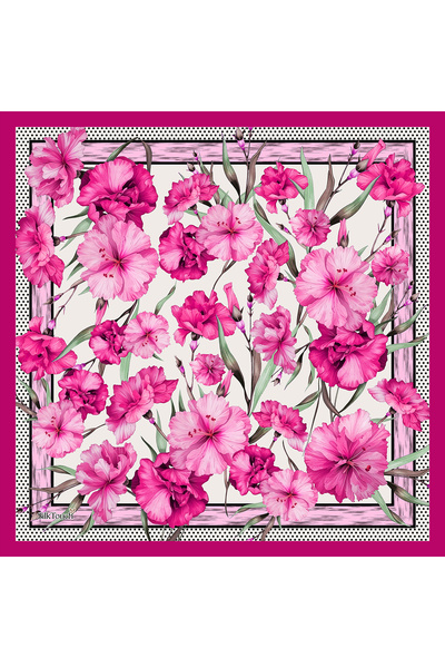 SilkTouch Pink Polka Dot Sakura Carnival Pattern Scarf Handkerchief