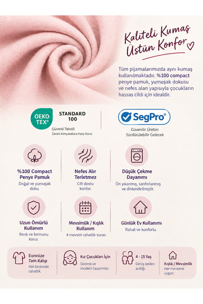 vitmo Kız Çocuk Uzun Kollu Düğme Detaylı %100 Pamuklu Pijama Takımı Huggy