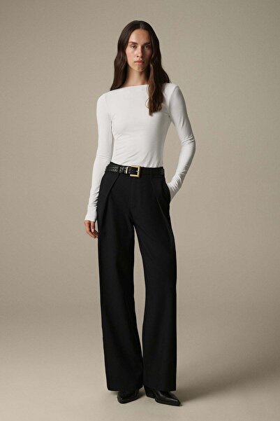 VATKALI Pile detaylı wide leg pantolon