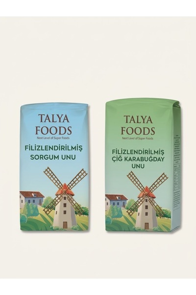 TALYA FOODS Glutensiz Organik Çiğ Karabuğday unu & Glutensiz Sorgum unu Süper...