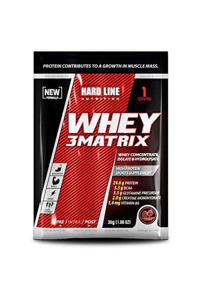 Hardline Whey 3matrix 30 gr 1 Adet Çilek Tek Kullanımlık Saşe Protein Tozu