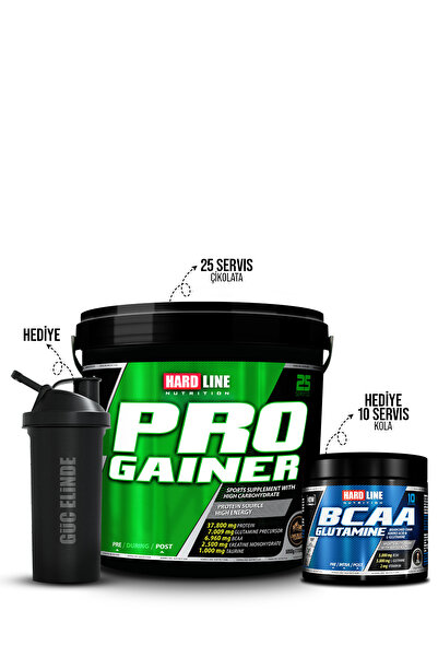 Hardline Progainer 5000 Gr Çikolatalı + Bcaa Glutamine 115 Gr Kola Aromalı +Shaker