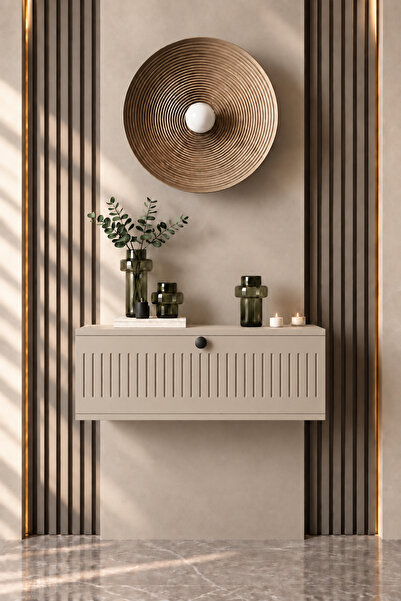 melura home Melura Kumtaşı %100 MDF Kapaklı Dresuar, Duvara Monte Makyaj Masa...