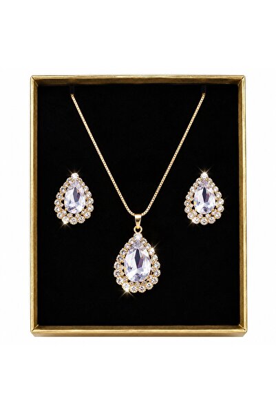 velve Set accesorii Feeling, din inox, cu cercei, lantisor si pandativ cu cri...