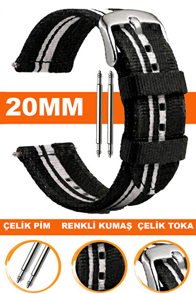 COBRA 20mm Saatlerle Uyumlu Nato Kumaş Teksil Saat Kordonu Kayışı F32GR