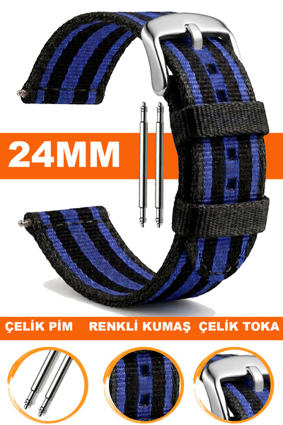 COBRA 24mm Saatlerle Uyumlu Nato Kumaş Teksil Saat Kordonu Kayışı F32GR
