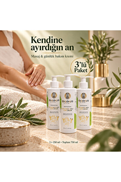 3'LÜ Çambeyli Profesyonel Masaj & Günlük Bakım Kremi - Doğadan Gelen İpeksi Dokunuş - 250 ml