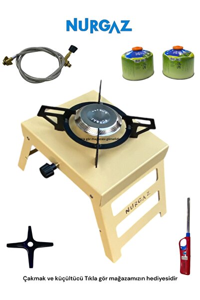 MOOD CLASS Katlanır kamp ocak 2ad 230gr gaz kartuşlu çantalı 2kg dar çember k...