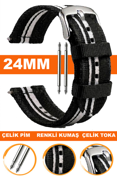 COBRA 24mm Saatlerle Uyumlu Nato Kumaş Teksil Saat Kordonu Kayışı F32GR