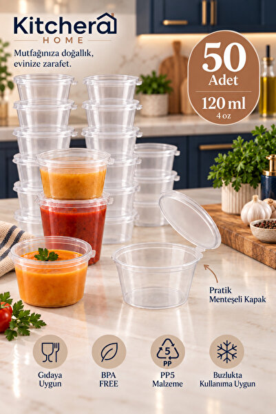 Kitchera Home 50 Adet Kalın Yapılı Sızdırmaz 120 Ml 4 Oz Sosluk Buzluk Et Kem...