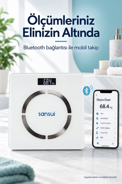 SANSUI Dijital Tartı Baskül ağ Su Kas Vücut Kitle Endeksi Kilo Ölçer Blutooth Bağlantılı