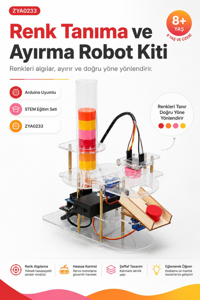 Fuchsia Programlanabilir Renk Ayırıcı Robot Kiti Arduino Uyumlu Robotik ve ST...