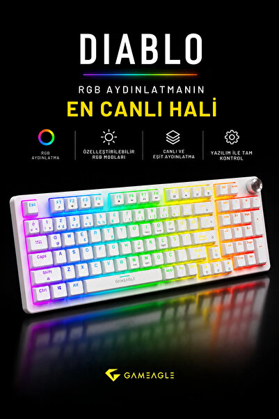gameagle Diablo RGB Mekanik Oyuncu Klavyesi Red Switch 97 Tuş Full Anti-Ghost...