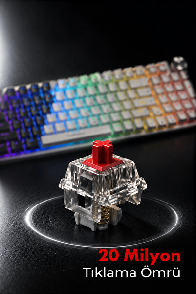 gameagle Diablo RGB Mekanik Oyuncu Klavyesi Red Switch 97 Tuş Full Anti-Ghosting Ses Kontrol Tekerlekli TR Q