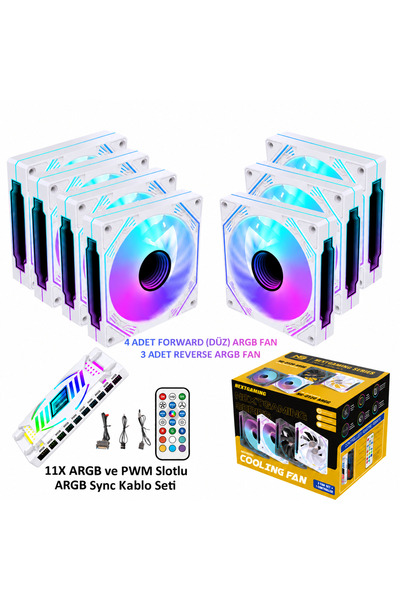 Next Gaming NG-A120W 7 Adet Infinity Mirror ARGB PWM Kasa Fanı 11X ARGB PWM S...