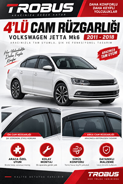 TROBUS Volkswagen Jetta 2014 Mügen Cam Rüzgarlığı 4'lü