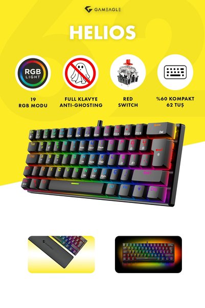 gameagle Helios RGB Red Switch Bilek Destekli Türkçe Anti-ghosting Yazılımlı ...
