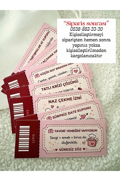 Pankart Evi AŞK KUPON SETİ - Sevgiliye Hediye - Kişiselleştirilebilir Kese ile Eğlenceli Romantik Sevgililer Günü Hediyesi