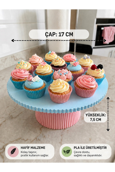 Privora Cupcake ve Pasta Sunum Standı | Dekoratif Kek Standı 17 cm