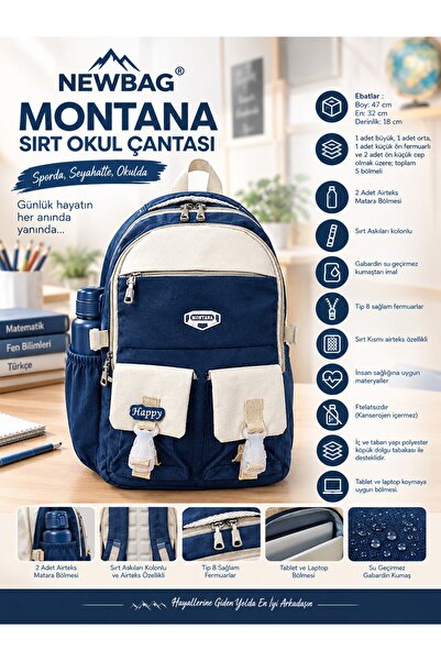 NewBag ΣΧΟΛΙΚΗ ΤΣΑΝΤΑ ΠΛΑΤΗΣ MONTANA (ΝΕΑ ΣΕΖΟΝ)