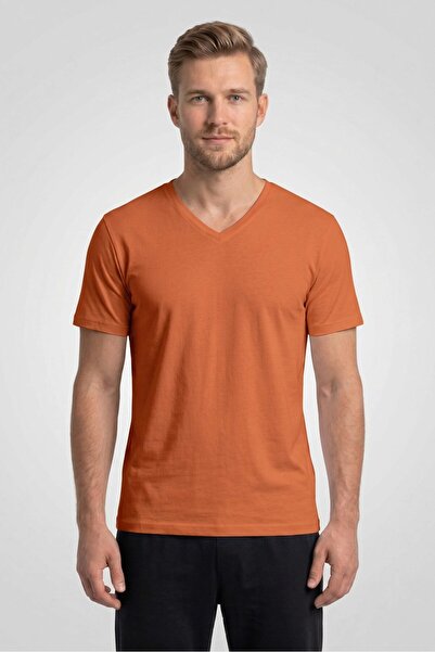 OBJE Men's Tile Bambo V-Neck Half Sleeve T-Shirt