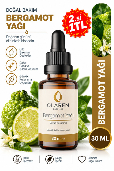 olarem essence Bergamot Yağı (Bergamot Oil) Uçucu Yağ 30 ml Cam Damlalıklı Şişe