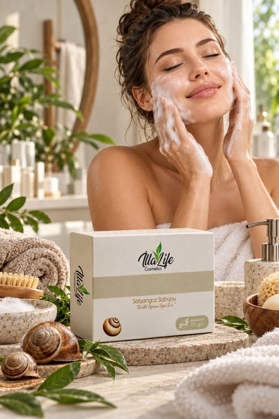 İlla Life Snail Extract Natural Skin Care Soap Allantoin B3 B5 Vitamin E Anti-Blemish and Blackhead Deep Cleansing Pore Refining Exfoliating Effective Oil Balancing Skin Renewing Facial Soap - 120 Gr