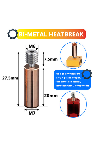 Choice9 1pc CR 10 Creativity Upgraded E3D V6 Bimetal Heatbrake Titanium Coppe...