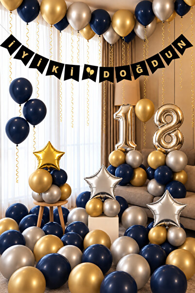 Parti dolabı 18 Yaşa Özel Balonlu Doğum Günü Parti Süsleri Veya Zinciri Gümüş...