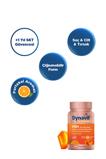 Dynavit Gummies Tanışma Paketi - HSN Hair Skin Nails & Vitamin D3 & Iron 180 Çiğnenebilir Form
