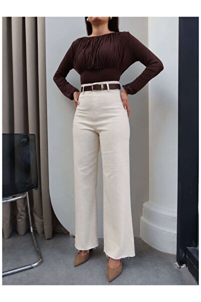 ESRAHELVACI Yüksek Bel Kemerli Wide Leg Jean
