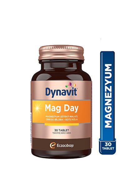 Dynavit Mag Day 30 Tablet - Sabah/Gündüz Magnezyum - Magnezyum Sitrat&Malat, ...