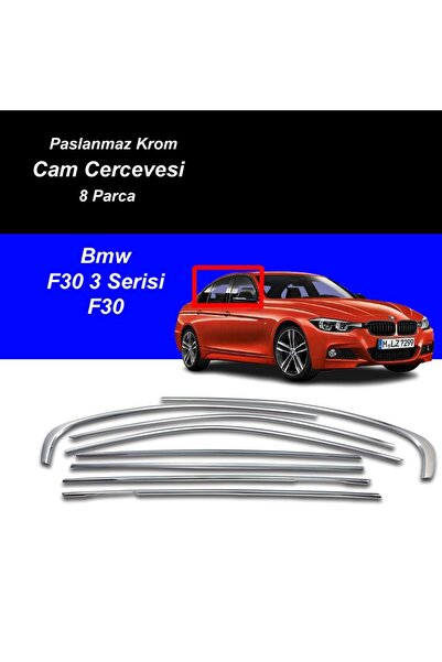 beyaztuning Bmw 3 Serisi F30 Cam Çıtası Komple Set Çerçevesi Kromu Nikelajı 2...