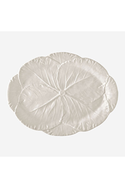 Bordallo Pinheiro Cabbage Beyaz Seramik Servis Tabağı 43 Cm