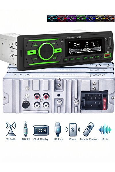 Kingwin Oto teyp 2 Usb'li Oto Araba Teyp Bluetooth Usb Sd Kart Aux 7 Renk