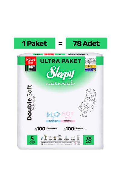 Sleepy Natural Double Soft Ultra Package Panty Diaper Size 5 Junior 78 Pieces