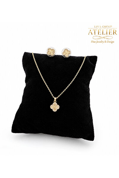 Liva Group Atelier Premium 14K Altın Kaplama Kolye & Küpe Seti 2 li Kadın Set...