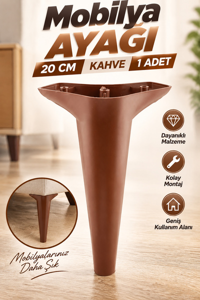 NZB Mobilya Kanepe Yatak Puf Sehpa Tv Ünitesi Çekyat Koltuk Ayağı 20 Cm Kahve...
