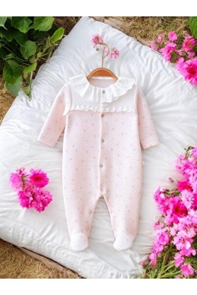 Zekids Baby Girl Baby Collar Snap Jumpsuit