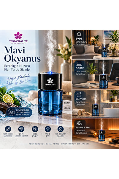 TEKNOKALİTE AirMist D5 Ultrasonik Aroma Difüzörü Mavi Okyanus – Akıllı Elektr...
