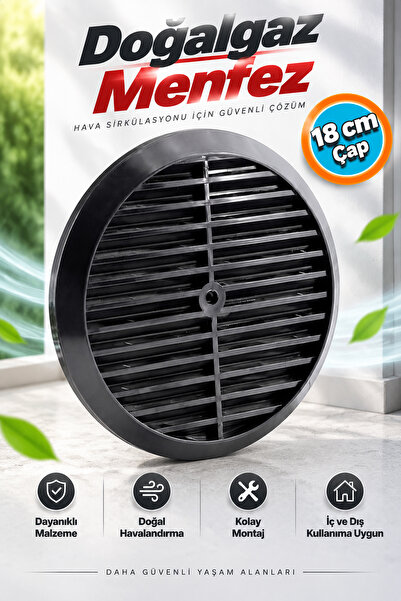NZB Natural Gas Combi Ventilation Round Kitchen Glass Vent Black 18 cm Air Fl...