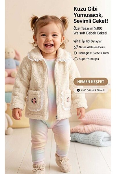 MİLAYS LİFE HOME COLLECTİON KIZ ÇOCUK KUZU WELSOFT CEBİ NAKIŞLI YAKASI FİSTO ...