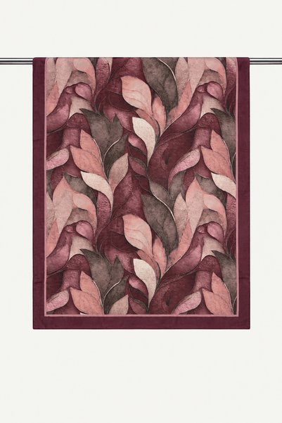 SilkTouch Burgundy Leaf Symphony Patterned Shawl