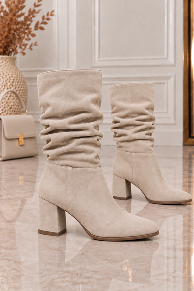 NOBLE TREAD SHOES Noble Tread Suede Λεπτομερείς Γυναικείες Μπότες με Χοντρό Τ...