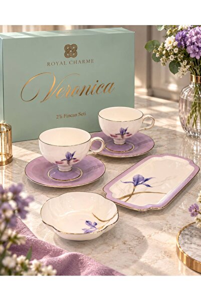 Onedekor 6 Parça 2 Kişilik Flora Porselen Fincan Takımı