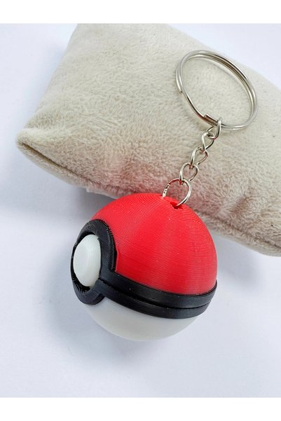 biuti 3D Red and White Pokemon Keychain, Gift Bag Ornament