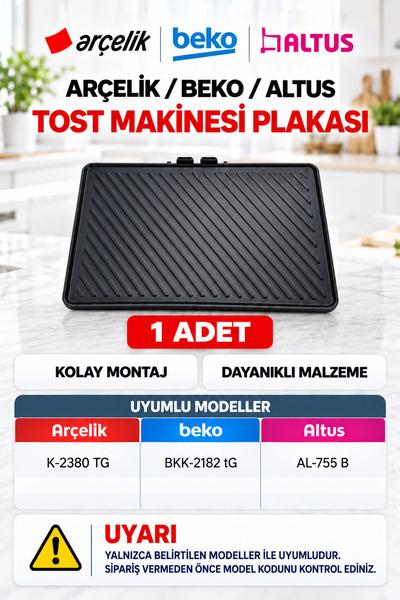Arçelik Tost Makinesi Izgara Pişirme Yüzeyi Solido(K-2380-BKK-2182-AL-755)-91...