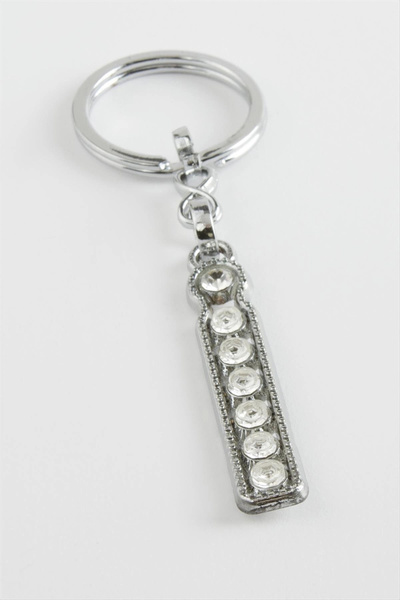 Generic Brand Silver Colored Stone Letter Keychain