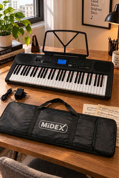 Midex PS-P5200BK 61 Tuşlu Led Işıklı Piyano Org Bluetooth’lu