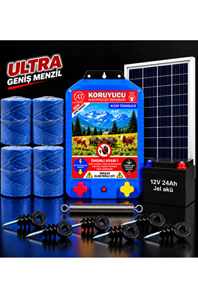 KORUYUCU ÇİT Koruyucu Elektrikli Çit Sistemi Domuz Ayı Kovucu Monokristal Güneş Panelli Akülü (K2000)